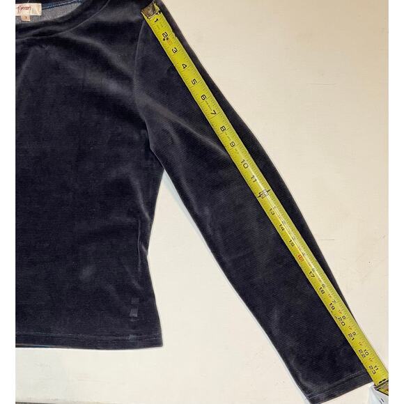 VTG Fornari Women’s Ribbed Velour Top Blue Rust Striped Long Sleeve Sz 3 (XS) - Picture 9 of 12